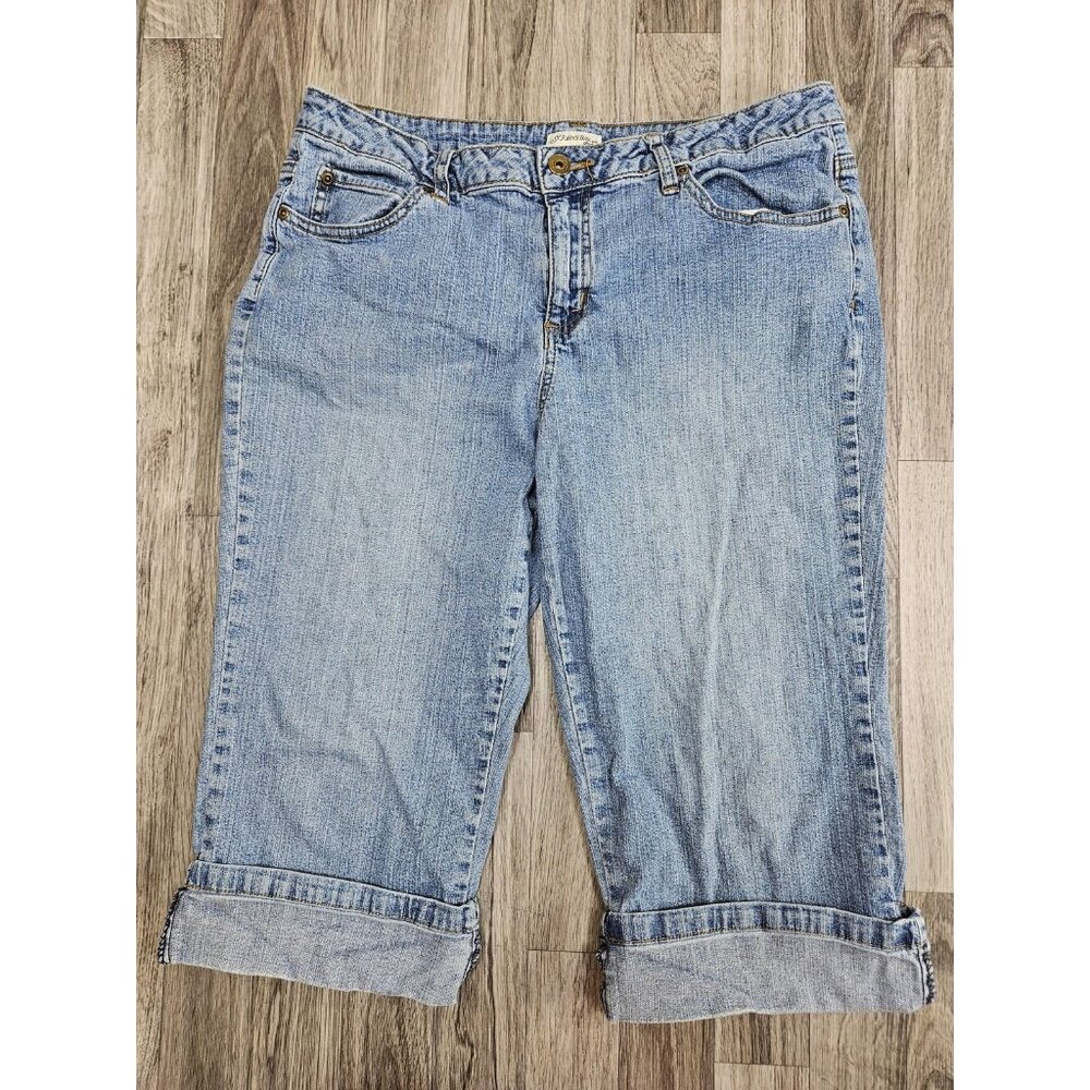 (3/$35) St Johns Bay Shorts 14P Denim Mid Rise Stretch Casual Embroidered Jeans